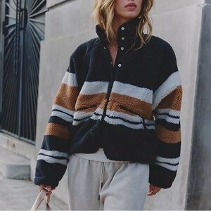 Free People Black and Brown Teddy Jacket